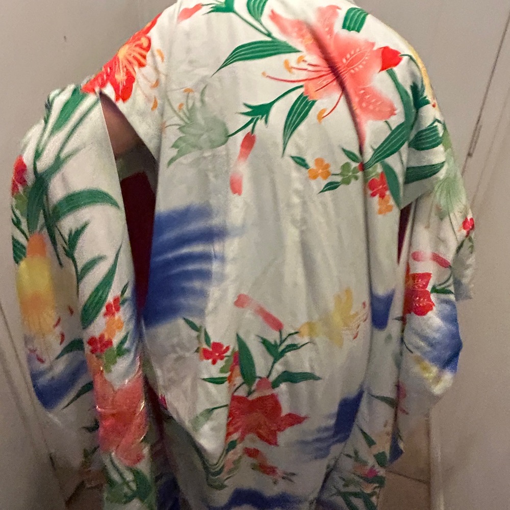 Floral Kimono with Vibrant Colors Hand painted
